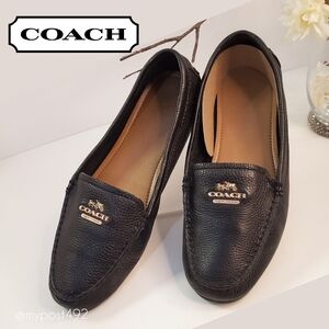 Coach💋Black Leather Slip-On Marley Driver loafer flat